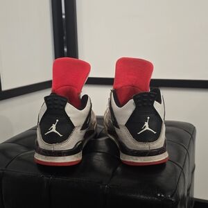 Kids Jordan Shoes - White and Black with Red Accents